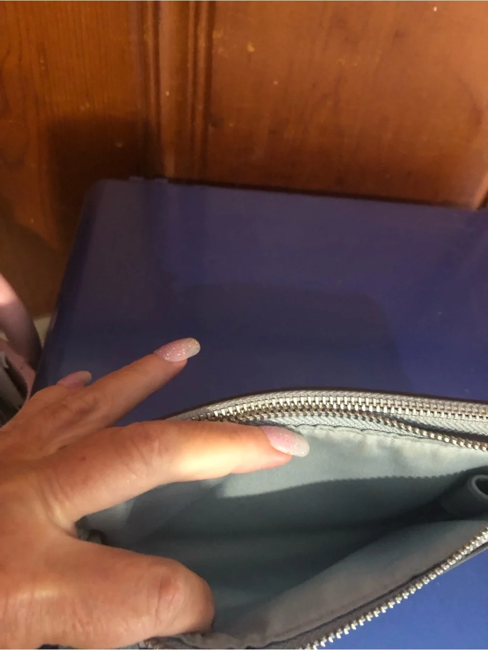 Coach Tan Signature Double Zip Wristlet with Chalk Trim